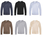 Men's Regular Fit Solid V-Neck Knit Sweater