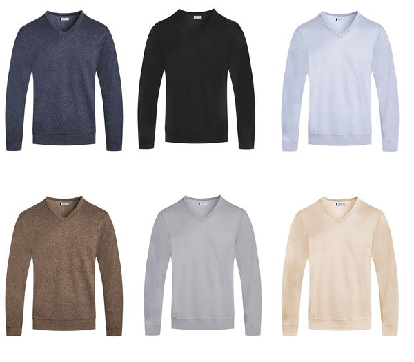 Men's Regular Fit Solid V-Neck Knit Sweater