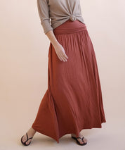 Women's Flared Bamboo Maxi Skirt with Pockets