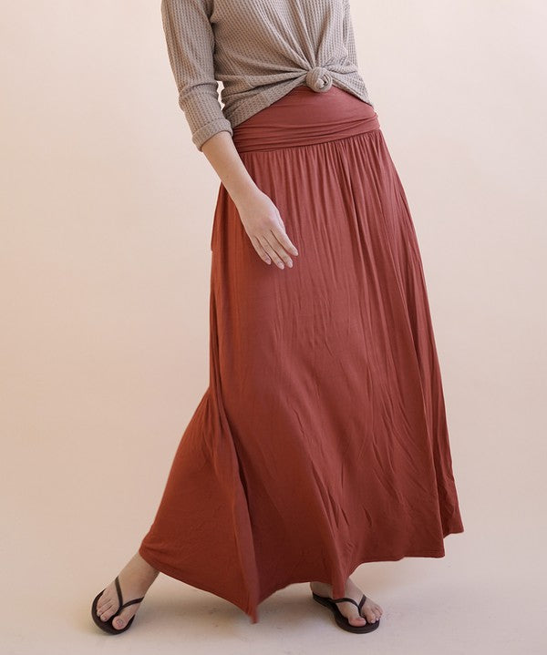 Women's Flared Bamboo Maxi Skirt with Pockets