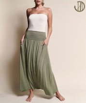 Women's Flared Bamboo Maxi Skirt with Pockets