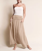 Women's Flared Bamboo Maxi Skirt with Pockets