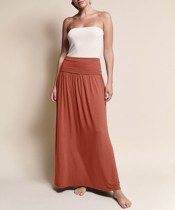 Women's Flared Bamboo Maxi Skirt with Pockets