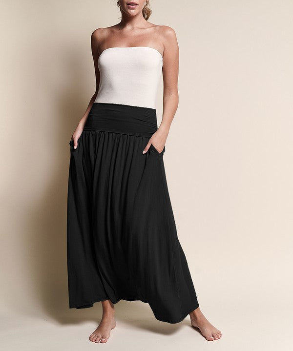 Women's Flared Bamboo Maxi Skirt with Pockets