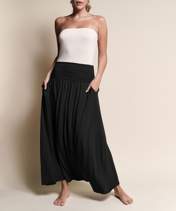 Women's Flared Bamboo Maxi Skirt with Pockets