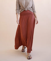 Women's Flared Bamboo Maxi Skirt with Pockets