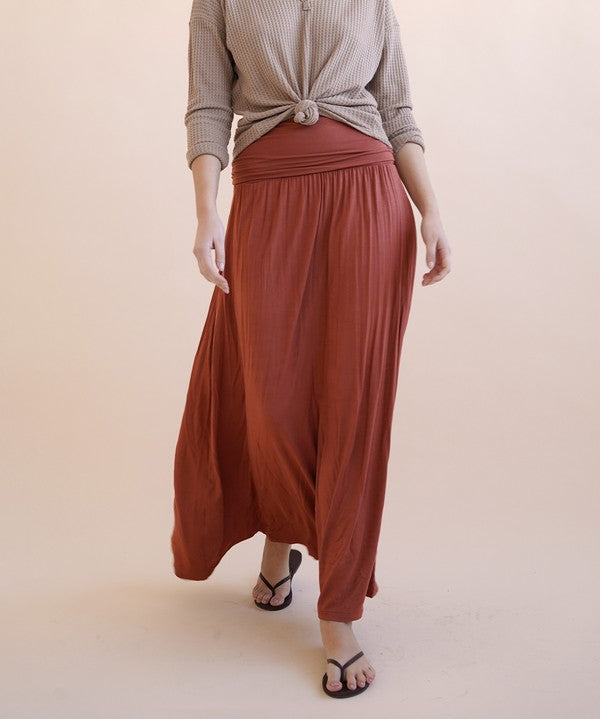 Women's Flared Bamboo Maxi Skirt with Pockets