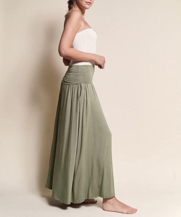 Women's Flared Bamboo Maxi Skirt with Pockets