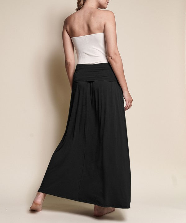 Women's Flared Bamboo Maxi Skirt with Pockets