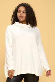 Women's Oversized Cowl Neck Open Back Pullover Top