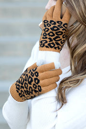 Women's Leopard Print Stretch Touch Gloves