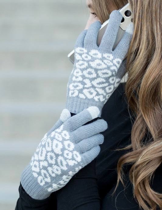 Women's Leopard Print Stretch Touch Gloves