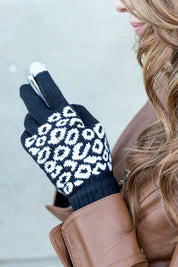 Women's Leopard Print Stretch Touch Gloves