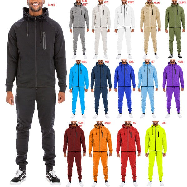 Men's Full Zip Track Set with Elastic Waist Pants