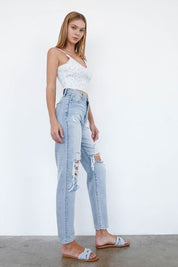 Women's High Waist Ripped Loose Fit Jeans