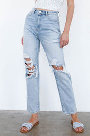 Women's High Waist Ripped Loose Fit Jeans