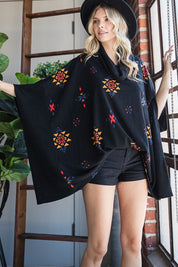 Women's Aztec Print Oversized Poncho