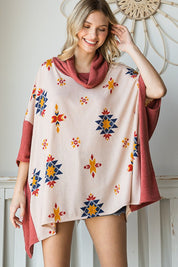 Women's Aztec Print Oversized Poncho