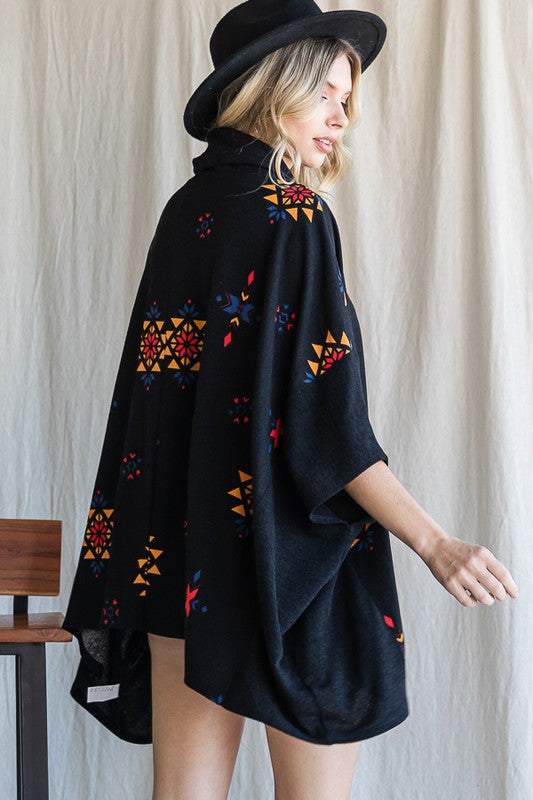 Women's Aztec Print Oversized Poncho