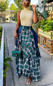 Women's Multi-Layered Maxi Skirt with Elastic Waist