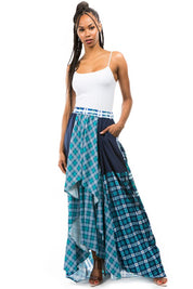 Women's Multi-Layered Maxi Skirt with Elastic Waist