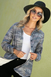 Women's  Camouflage Button Down Flannel Shirt