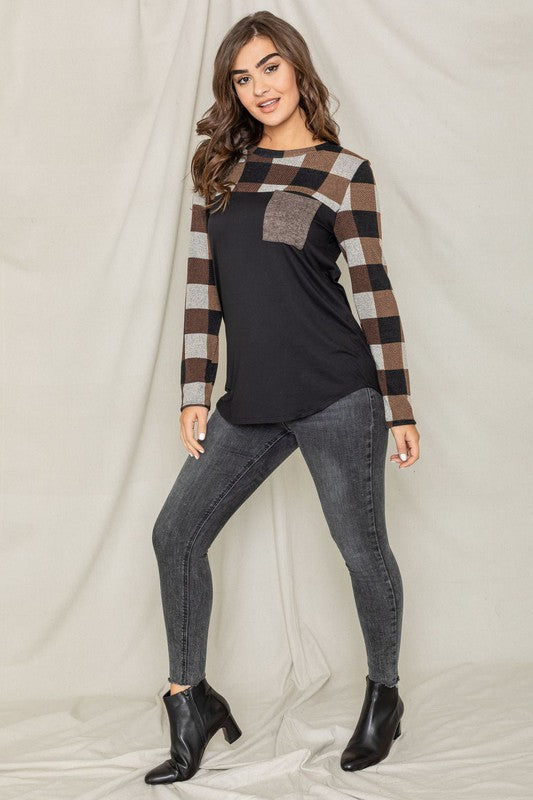 Women's Checker Pocket Tunic Top