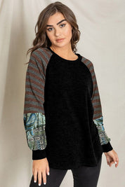 Women's Terry Stripe Bishop Sleeve Tunic