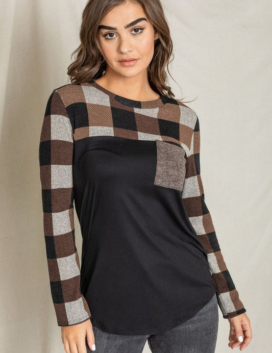 Women's Checker Pocket Tunic Top