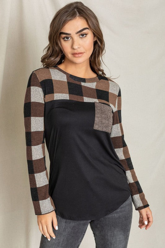 Women's Checker Pocket Tunic Top