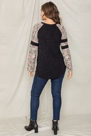 Women's Floral Color Block Sleeve Tunic