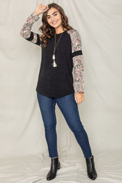 Women's Floral Color Block Sleeve Tunic