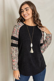 Women's Floral Color Block Sleeve Tunic