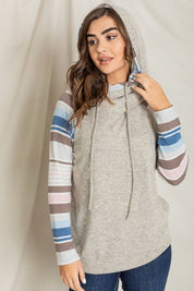 Women's Stripe Sleeve Hoodie