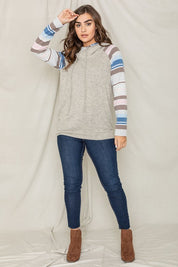 Women's Stripe Sleeve Casual Hoodie