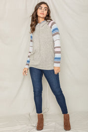 Women's Stripe Sleeve Hoodie