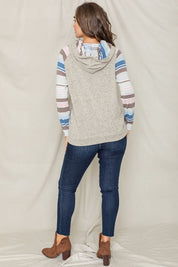 Women's Stripe Sleeve Casual Hoodie