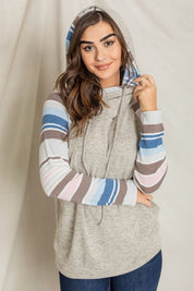 Women's Stripe Sleeve Casual Hoodie