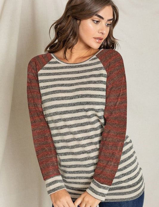 Women's Two Tone Terry Stripe Tunic