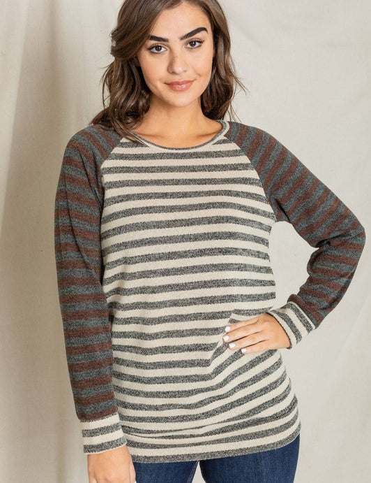 Women's Two Tone Terry Stripe Tunic