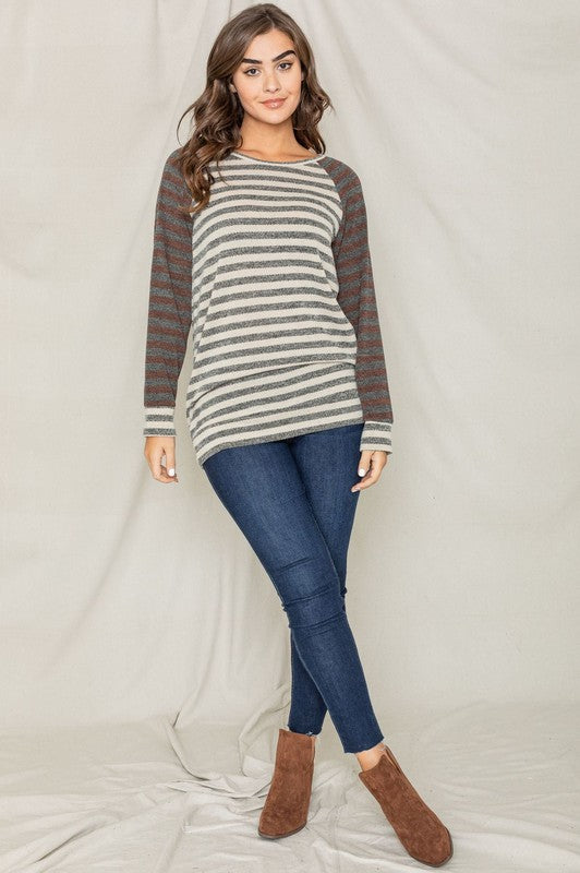 Women's Two Tone Terry Stripe Tunic