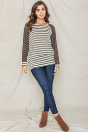 Women's Two Tone Terry Stripe Tunic