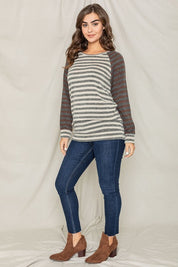 Women's Two Tone Terry Stripe Tunic