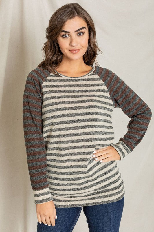 Women's Two Tone Terry Stripe Tunic