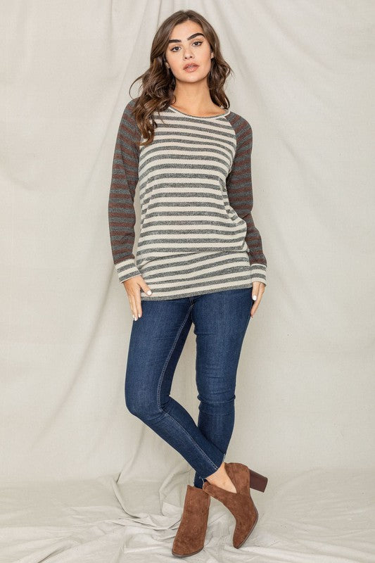 Women's Two Tone Terry Stripe Tunic