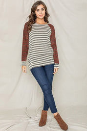 Women's Two Tone Terry Stripe Tunic