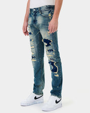 Men's Boro Repair Straight Denim Jeans