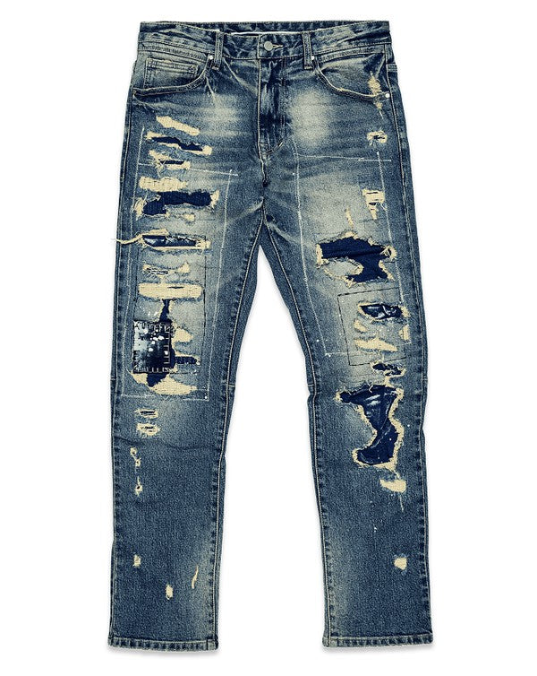 Men's Boro Repair Straight Denim Jeans