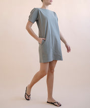 Women's Puff Sleeve Cotton Park Dress with Pockets