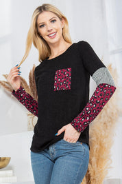 Women's Casual Textured Sweater with Front Pocket